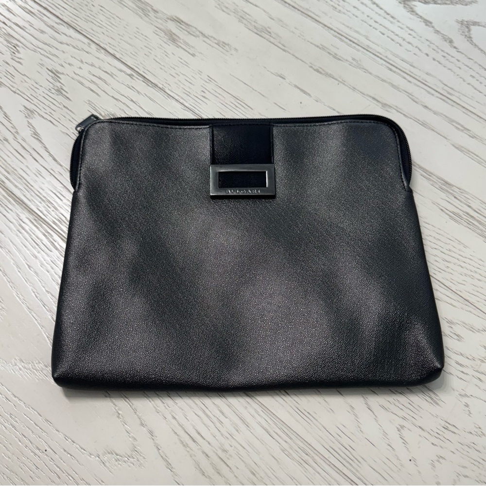 Bulgari Black Leather Toiletry Bag
